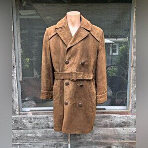 Vintage Richman Brothers Mens Brown Suede Belted Double Breasted Coat~M~